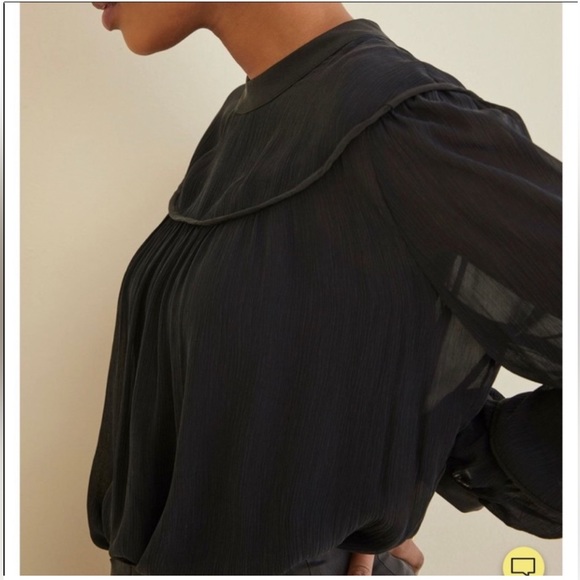 NWT Amour Vert Sheer Black Blouse - Picture 2 of 8